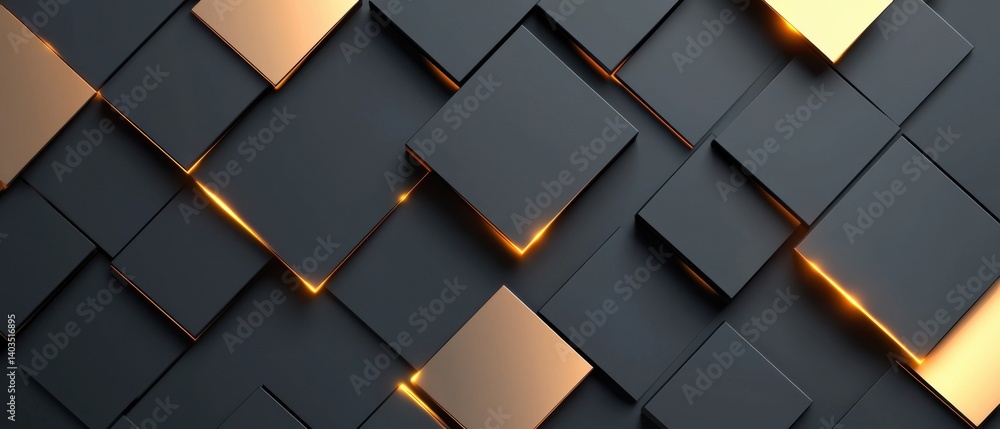 Poster a sleek, minimalist design featuring an elegant black square grid with subtle glowing edges, creatin
