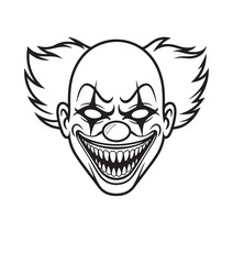 Scary Horror Clown Mask Outline