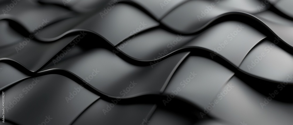 Poster sleek, modern abstract design featuring a minimalist, high-tech grid pattern in a striking black and