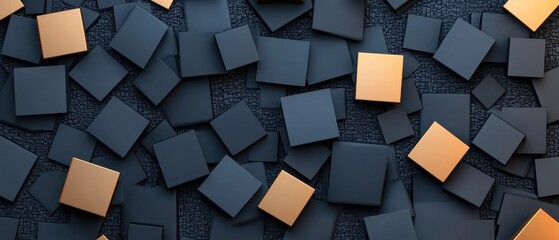 A visually striking high-tech abstract design featuring a minimalistic black square grid pattern with a sleek, futuristic aesthetic.