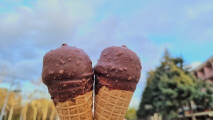 chocolate ice cream cone