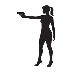 Silhouette of a Woman Holding a Gun