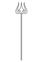 Cute cartoon hand drawn vector Shivas Trident Trishul outline.