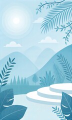 Light blue abstract background with soft shadows, ideal for a clean and minimalistic presentation. (Abstract)