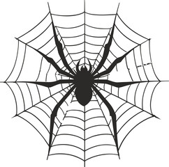 Obraz premium Vector illustration of a spider and spider web on a light background copy space