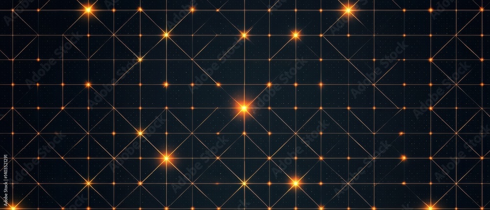 Poster a minimalist, dark and geometric digital background featuring a repeating grid pattern with thin bla