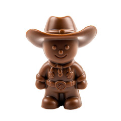 Chocolate cowboy figurine isolated on transparent background