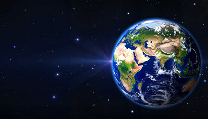 Obraz premium Earth viewed from space with stars background, cosmic wonder