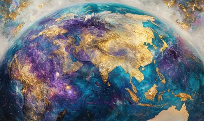 Artistic Earth, Asia, space, nebula, cosmic, background, planet, illustration, educational