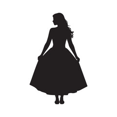 Fototapeta premium Woman Silhouette Holding Full Skirt Long Dress