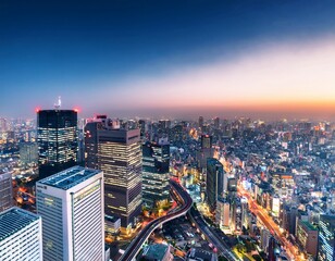 Obraz premium city skyline night view of ikebukuro in tokyo