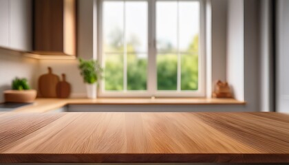wooden stand on table with copy space in blurred domestic room window interior