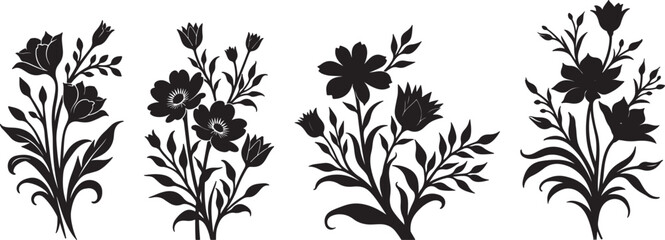 Intricate Black Flower Silhouette Design