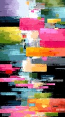 abstract digital chaos pattern with neon glitch effects and random pixel noise in dark background, motion design