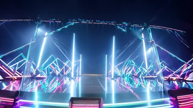 Dynamic stage lighting for concert events and video production, stage design background