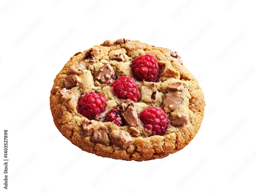 Aufkleber freshly baked chocolate chip cookie topped with raspberry chips for a unique twist on a classic trea