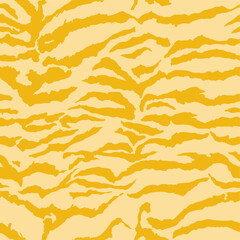 Abstract Hand Drawing Seamless Wavy Zebra Tiger Stripes Vector Pattern Isolated Background