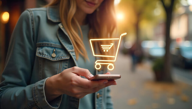 E-commerce add to cart icon. Online shop, created with generative ai