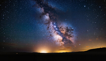 Fototapeta premium Starry sky with Milky Way over science museum, cosmic wonder