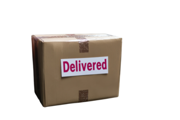 Delivered Package Your Order Arrived Safely on a Black Background with Simple Clean Design