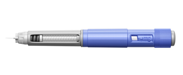 Insulin pen, medical device for diabetes management. Portable injection system for precise insulin dosing. Modern healthcare technology, semaglutide, ozempic, wegovy medication, obesity treatment. 3D