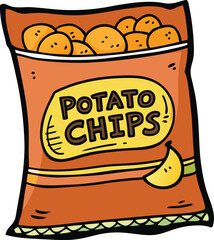 Colorful Illustration of a Potato Chips Snack Bag Design