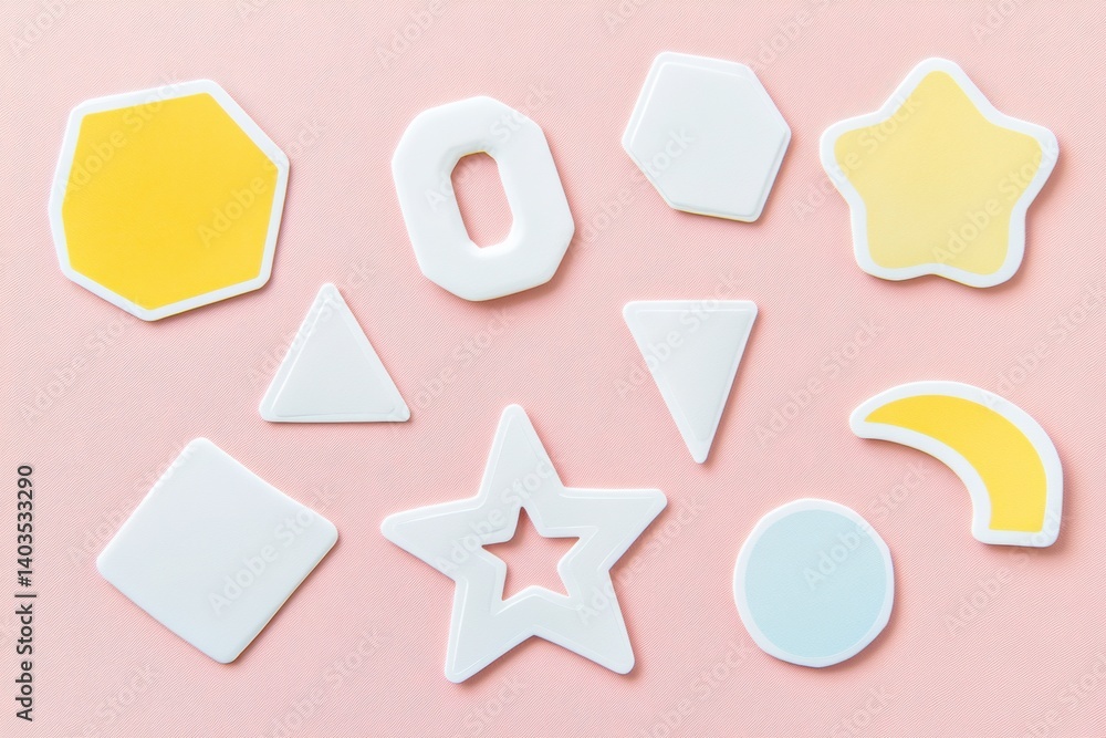 Aufkleber colorful white sticker shapes on soft pastel background create a minimalistic design with clean line