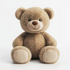 Obraz premium Adorable Brown Teddy Bear Sitting on White Background