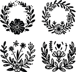 set of floral elements