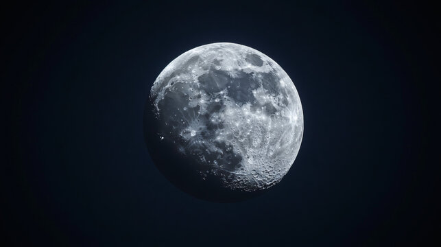 Waxing gibbous moon, night sky, celestial body, space exploration