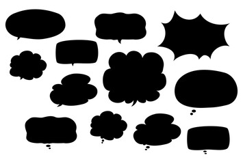 シンプルな吹き出しセット　黒背景