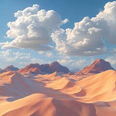 Naklejka premium A breathtaking desert landscape under a vast, cloud-filled sky.