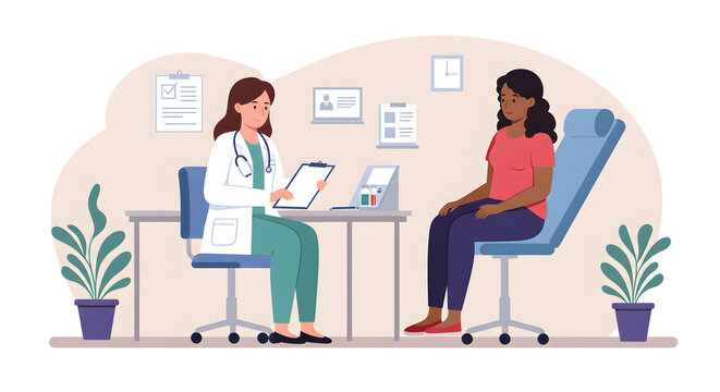 Doctor Patient Consultation: Women's Health Check Up Vector