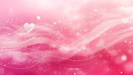 Dreamy pink background with swirls and hearts for a romantic or feminine aesthetic.
