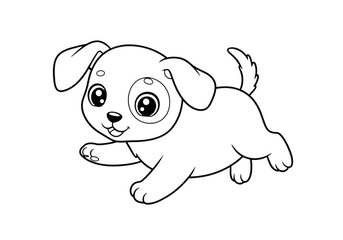 Fototapeta premium Cartoon puppy illustration for coloring book page design isolated on background
