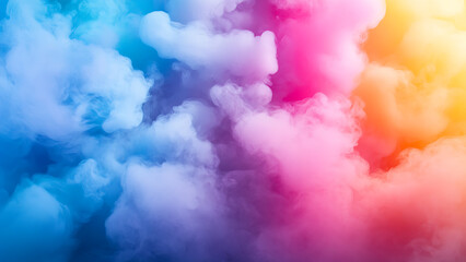 Abstract smoke design, vibrant and colorful. Swirls of blue, purple, pink, and yellow create a dreamy, ethereal background.