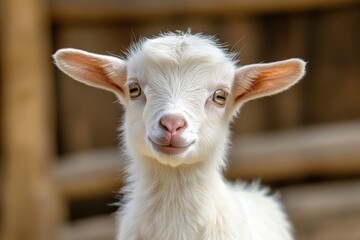 Obraz premium White kid goat close up