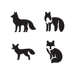 set of black fox silhouettes