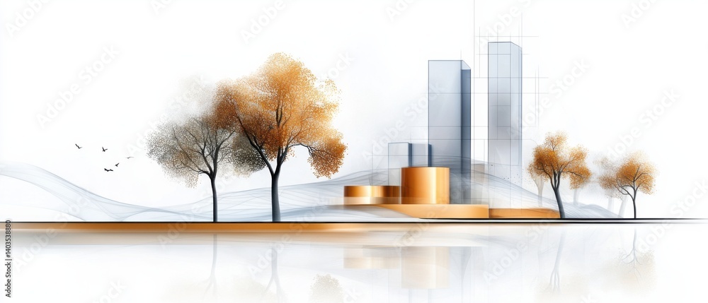 Poster a visually striking and imaginative digital composition depicting a surreal scene where architectura