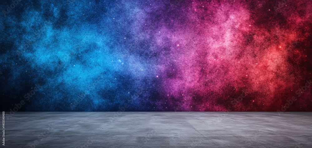 Poster vibrant abstract background with cosmic colors of blue and pink, creating stunning visual effect tha