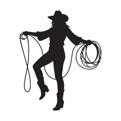  Cowboy graphic design illustration silhouette black and white, cowboys with lassos