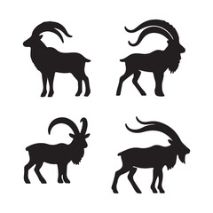 set of black silhouettes of goats