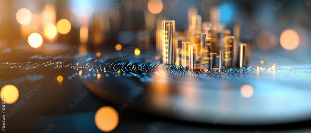 Poster a highly detailed rendering of an innovative, futuristic smart city with towering skyscrapers, advan