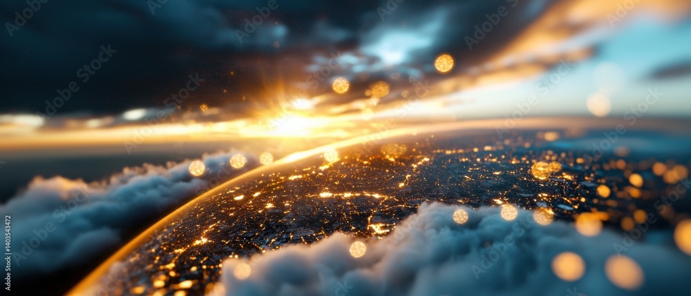 Poster conceptual of a technologically advanced, business-oriented smart city with digital infrastructure a
