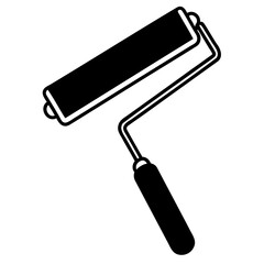 Paint Roller Icon Silhouette Vector Isolated on Transparent Background for Design Projects