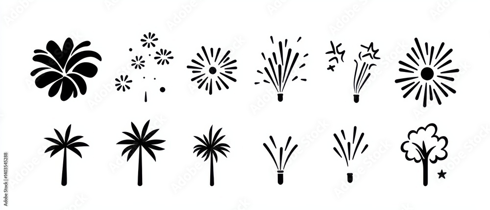 Aufkleber a dynamic and visually striking collection of firework explosion icons rendered in graphics, showcas