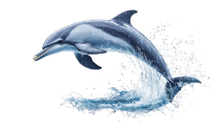 Obraz premium Dolphin Leap of Joy: A playful dolphin leaps high out of the water, creating a shimmering spray of turquoise water droplets. The joyous, powerful.