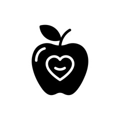 Smiling Apple with Heart, Symbolizing Love for Healthy Foods
