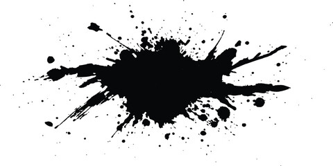 Vector simple black brush stroke on a clean white background. Abstract black in splash, paint, brush strokes, stain grunge isolated on white background,	
