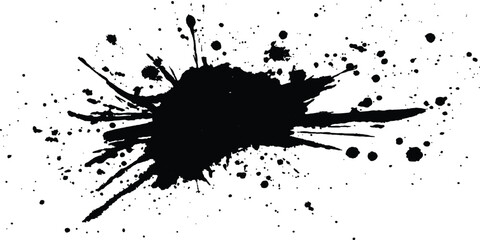 Vector simple black brush stroke on a clean white background. Abstract black in splash, paint, brush strokes, stain grunge isolated on white background,	
